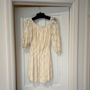 Rebecca Taylor Cream Lace Off-Shoulder Dress